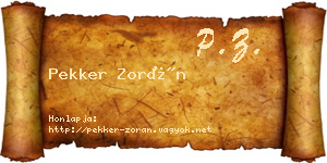 Pekker Zorán névjegykártya